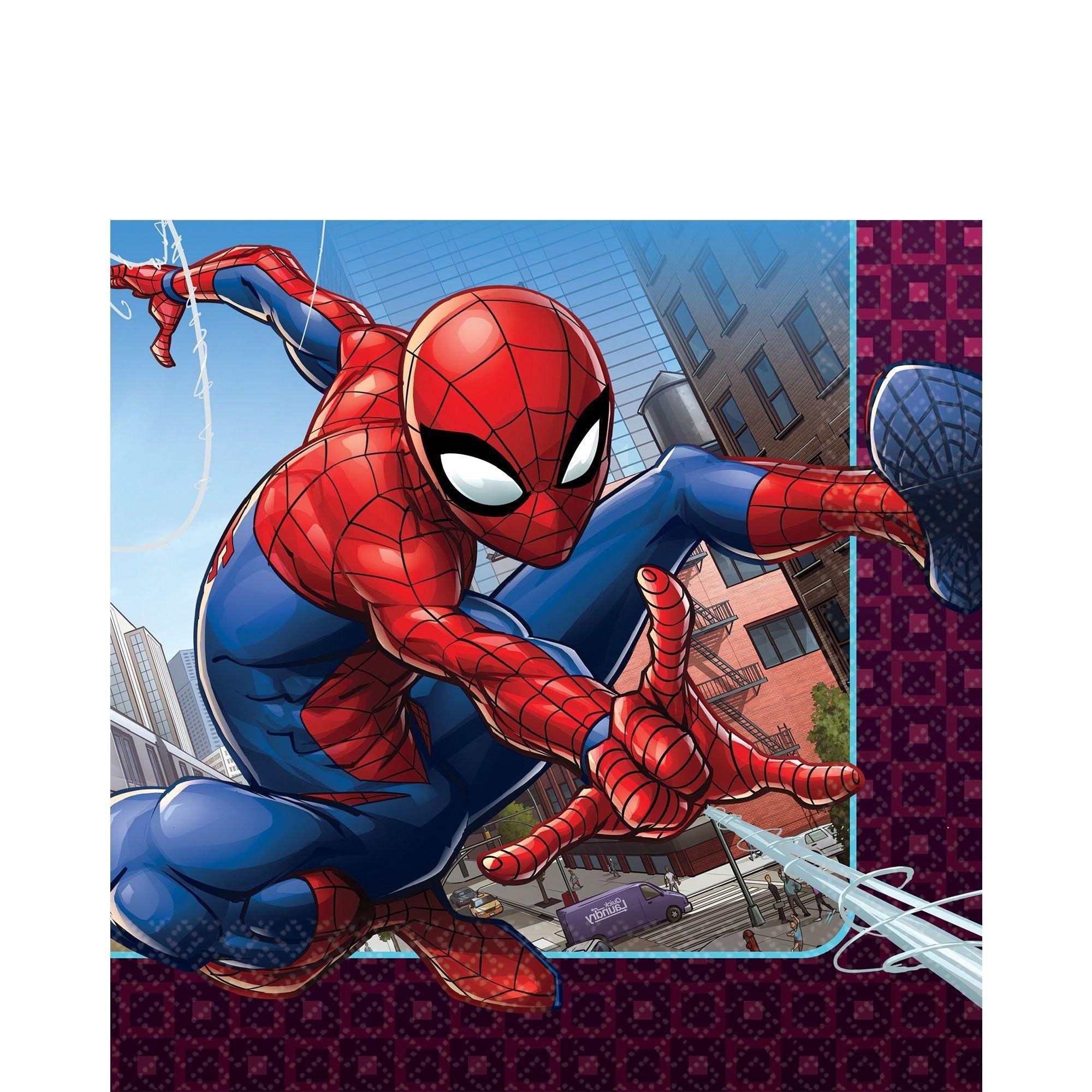 Spider-Man Webbed Wonder Birthday Party Supplies Pack for 8 Guests - Kit Includes Plates, Napkins & Table Cover